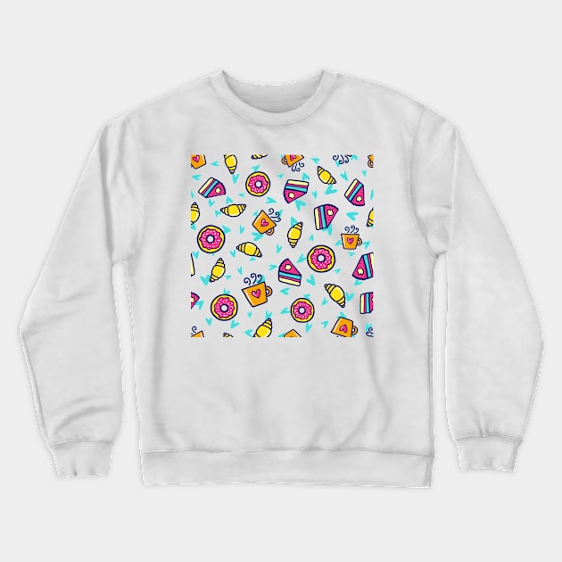 Coffee & Donut - Doodle Crewneck Sweatshirt by KindlyHarlot